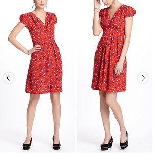 Anthropologie Red floral dress